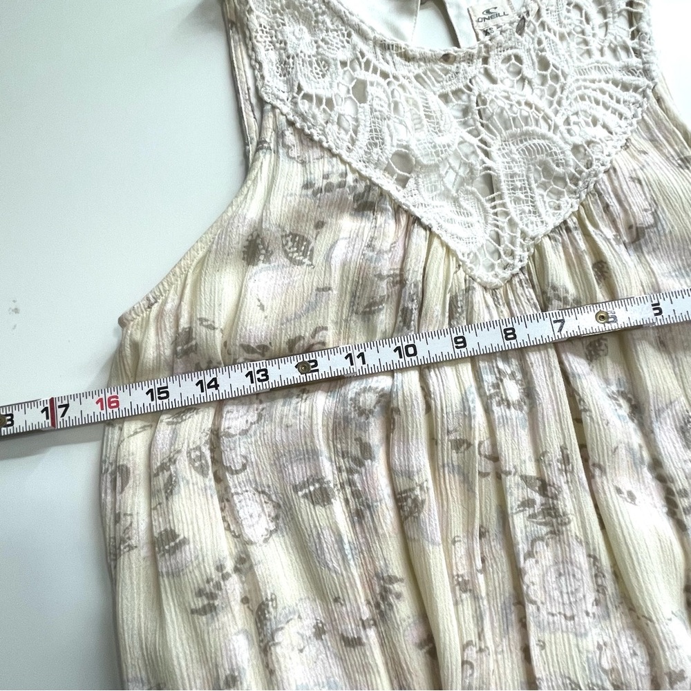 O'Neill Sleeveless Off-White Floral Rayon Dress Boho Romantic Beachy Size XS - Picture 7 of 12
